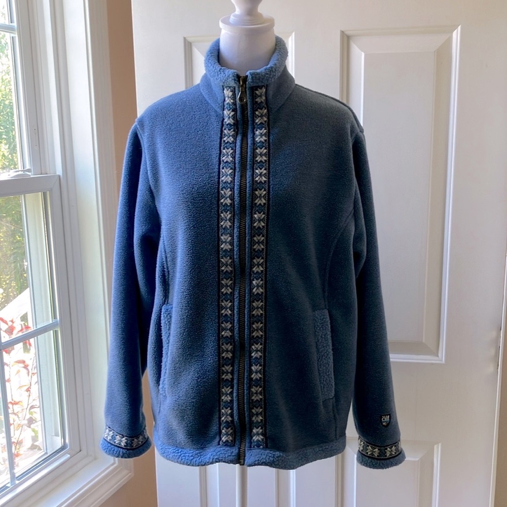 Kuhl Alf Women’s Glacier Fleece Jacket Nordic Pattern Blue Size M